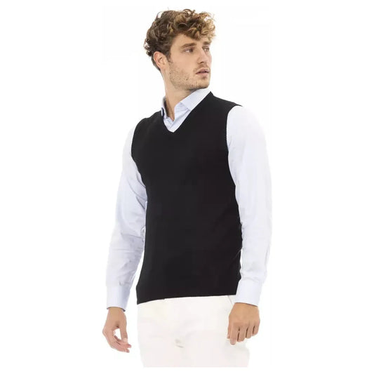 Elegant V-Neck Vest in Fine Rib Knit