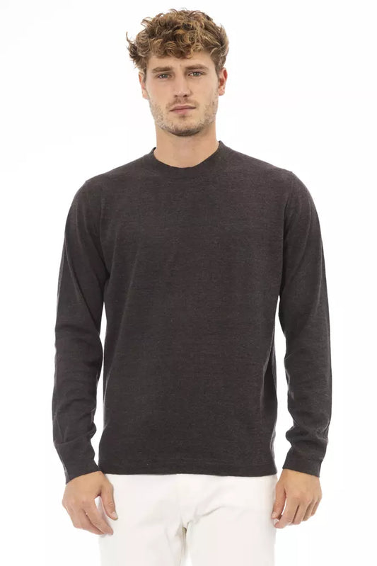 Alpha Studio Brown Cotton Men Sweater Alpha Studio