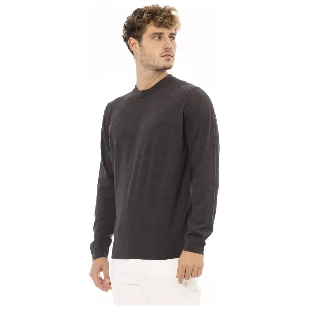 Elegant Brown Crewneck Sweater for Men