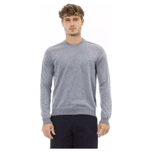 Elegant Light Blue Crewneck Sweater - Alpha Studio