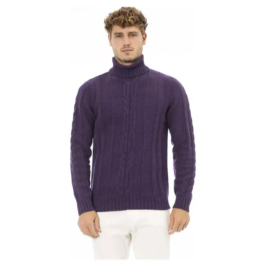 Elegant Purple Turtleneck Sweater for Men