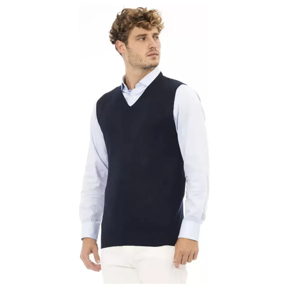 Elegant Blue V-Neck Vest for Men