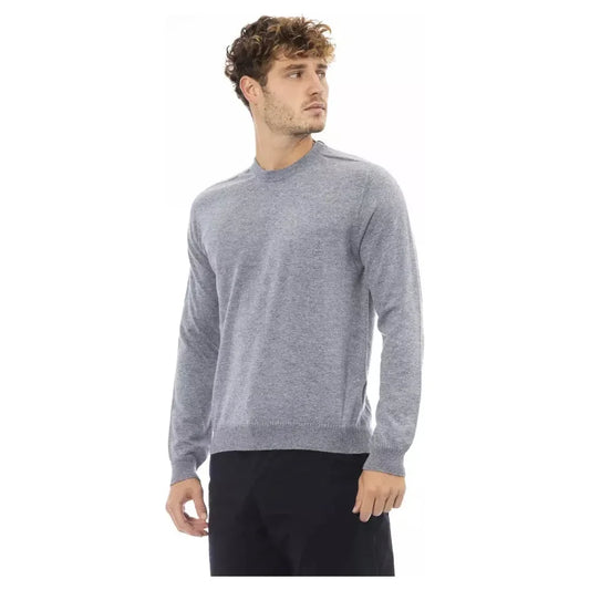 Elegant Light Blue Crewneck Sweater - Alpha Studio