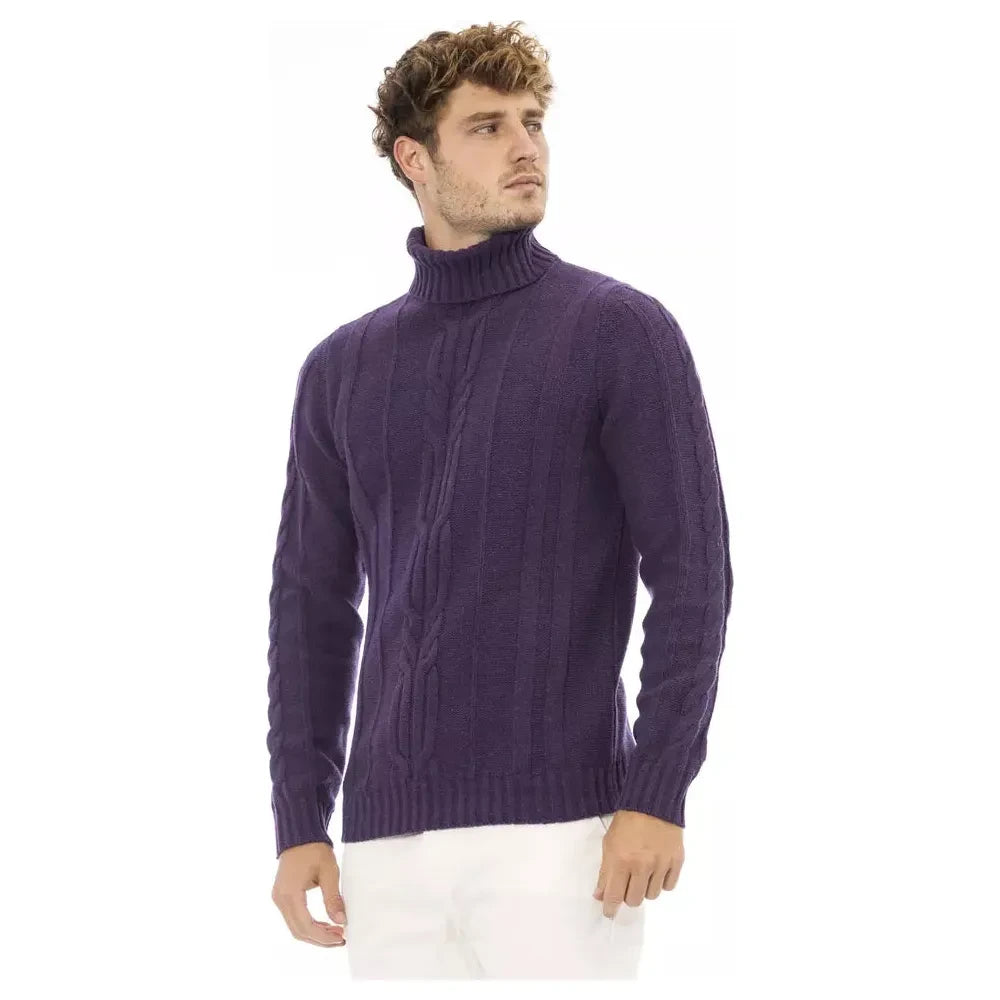 Elegant Purple Turtleneck Sweater for Men