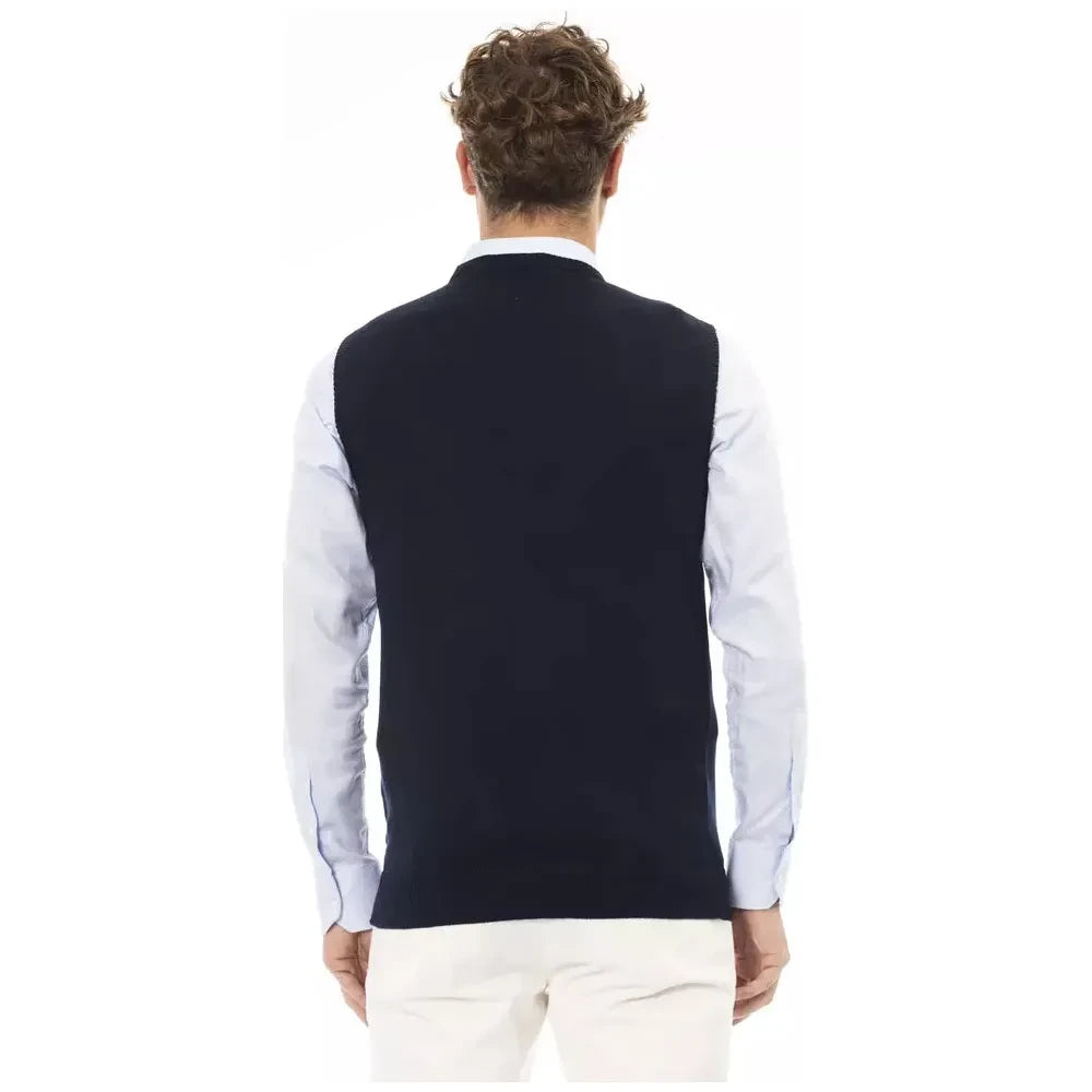 Elegant Blue V-Neck Vest for Men