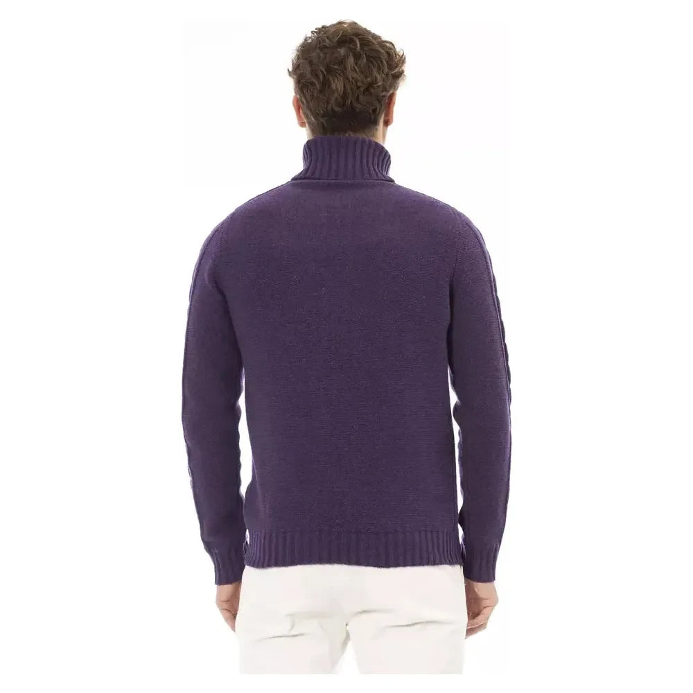 Elegant Purple Turtleneck Sweater for Men