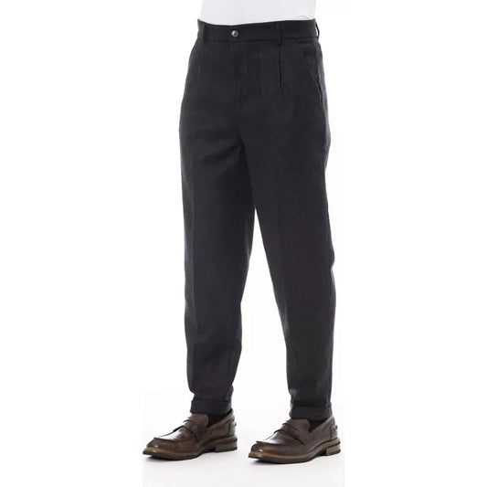 Elegant Gray Wool Blend Trousers