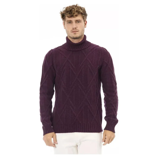 Alpha Studio Elegant Purple Turtleneck Sweater for Men Alpha Studio