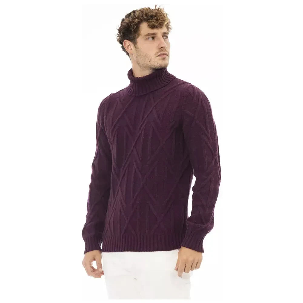 Elegant Purple Turtleneck Sweater for Men