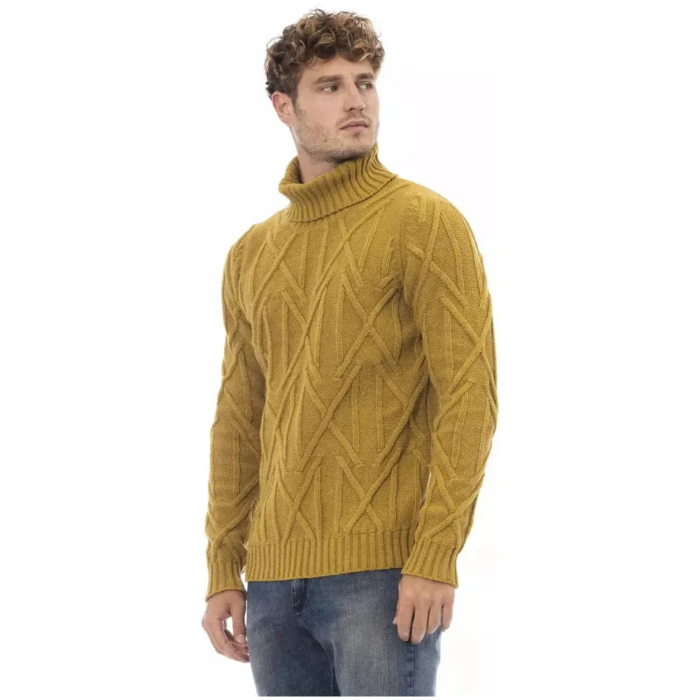 Alpha Studio Chic Yellow Turtleneck Sweater Alpha Studio