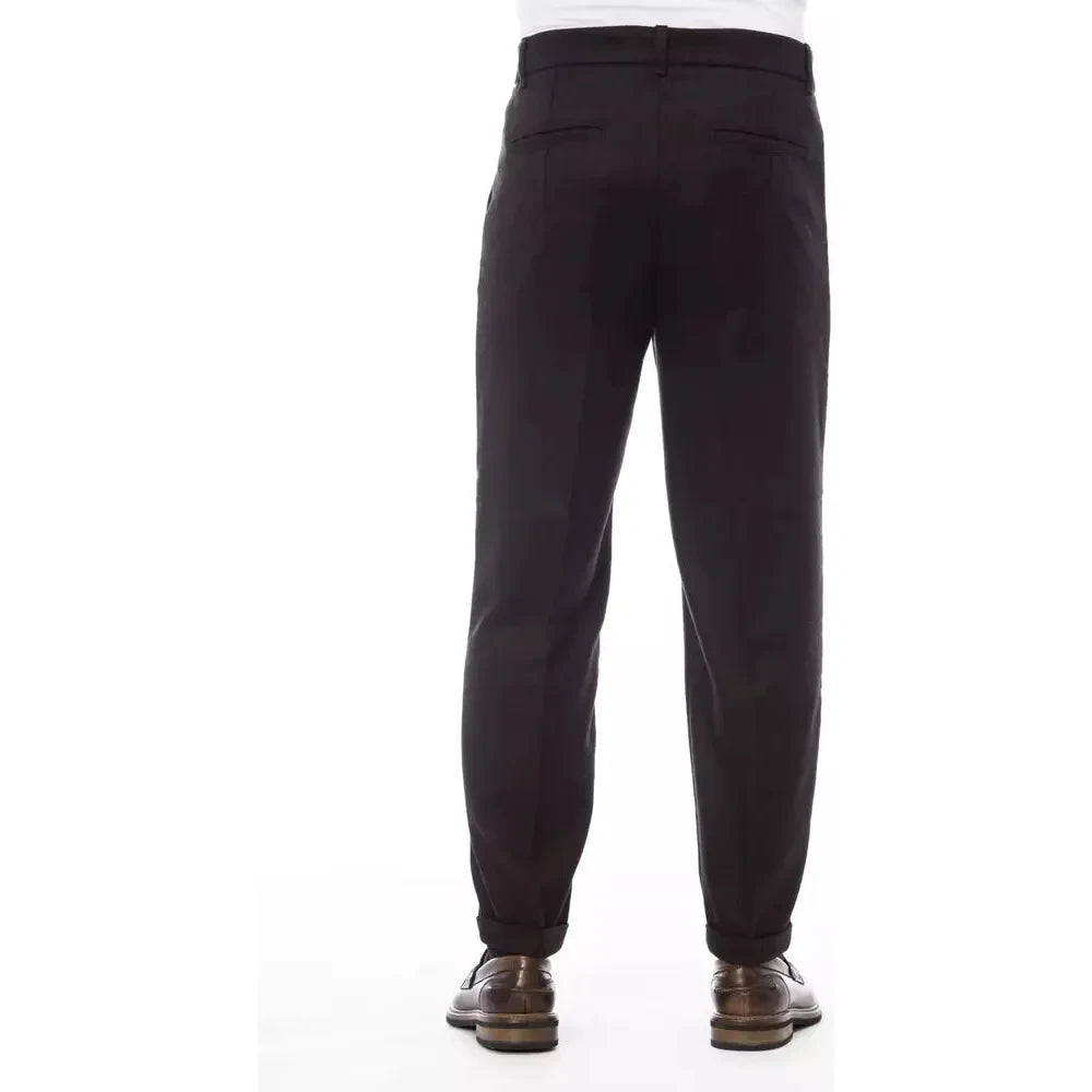 Elegant Brown Wool-Blend Trousers