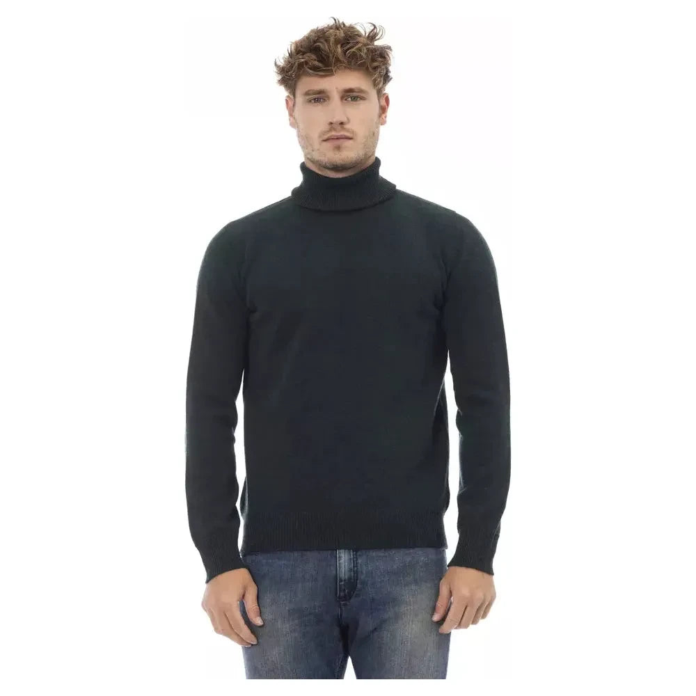 Elegant Turtleneck Woolen Sweater in Rich Green