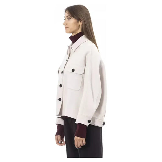 Chic Woolen White Shirt Jacket