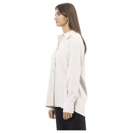 Elegant White Button-Up with Front Pocket