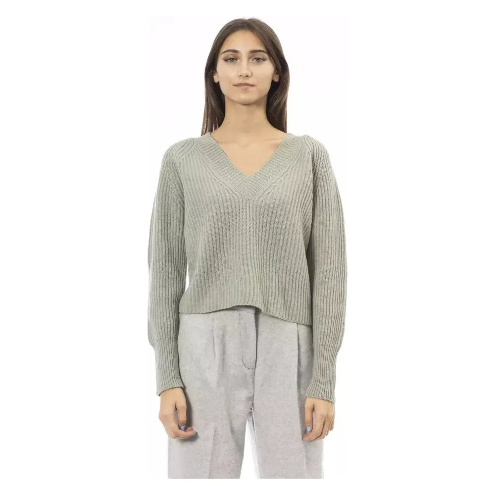 Emerald Elegance V-Neck Sweater - Cozy Chic