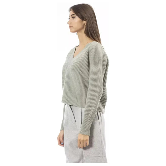 Emerald Elegance V-Neck Sweater - Cozy Chic