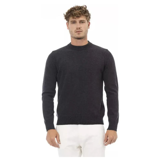 Elegant Crewneck Wool Sweater in Timeless Black