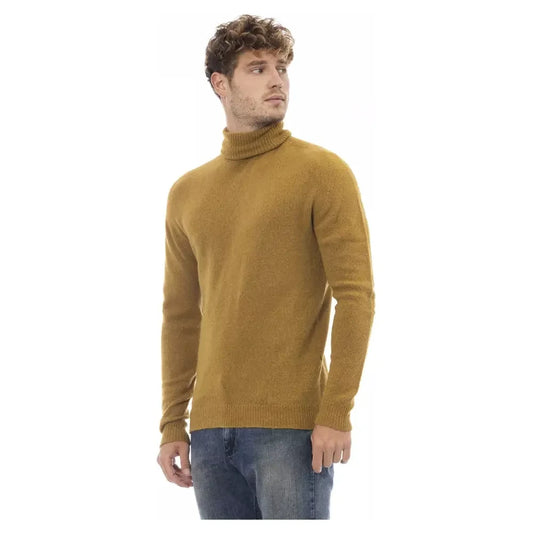 Elegant Turtleneck Ribbed Sweater in Brown