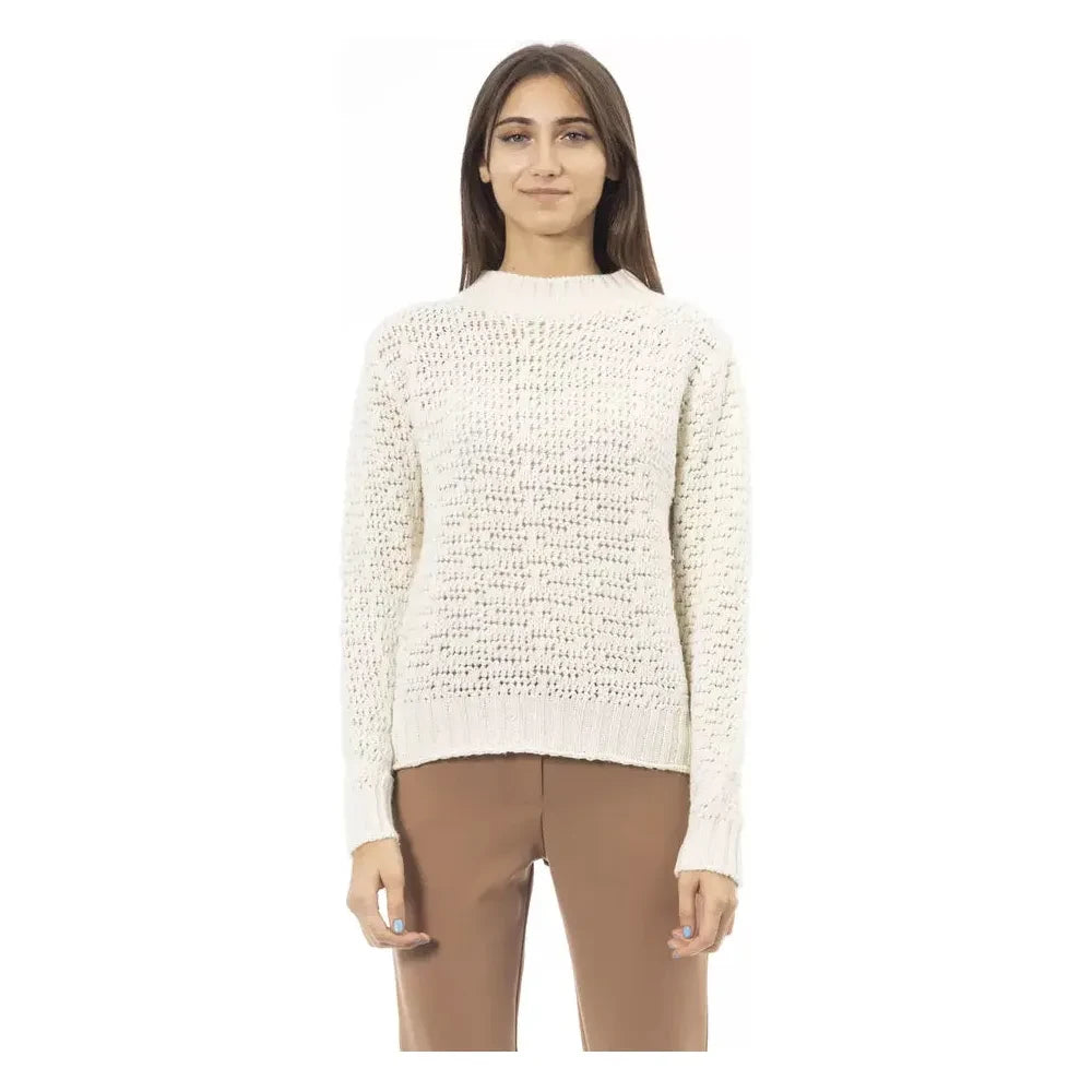 Elegant Mock Neck Ivory Sweater