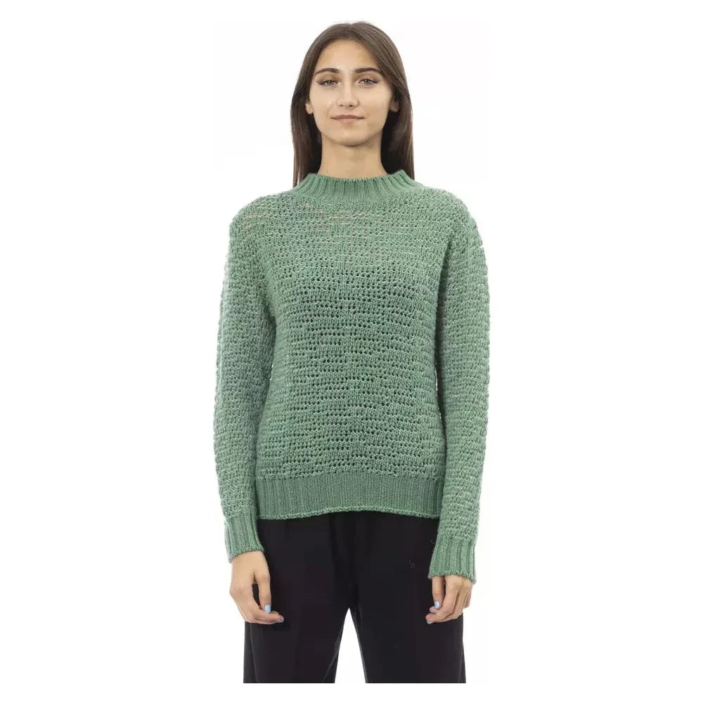 Chic Mock Neck Green Sweater for Her