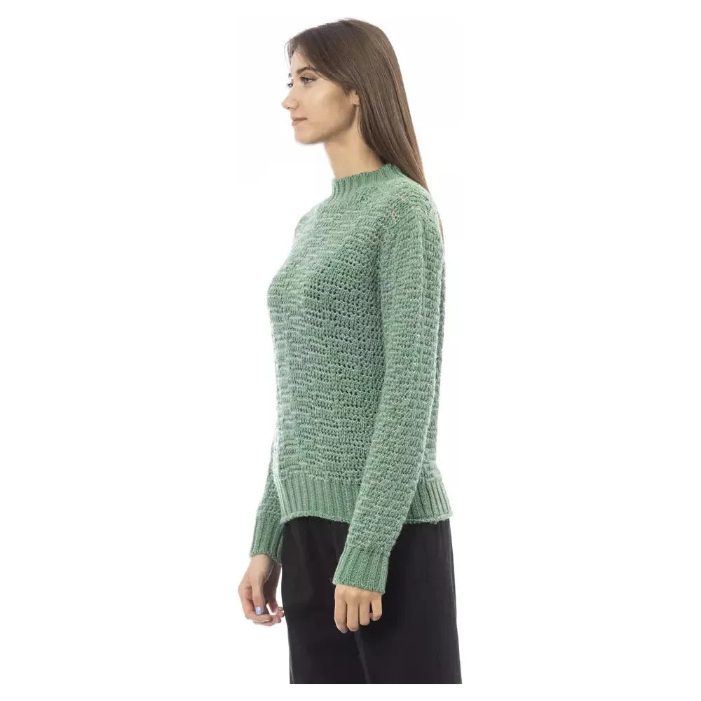 Chic Mock Neck Green Sweater for Her