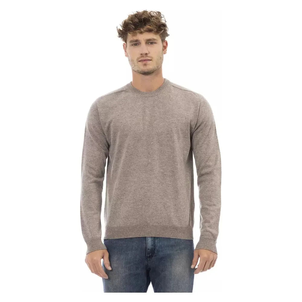 Beige Crewneck Sweater in Luxe Wool-Cashmere Blend