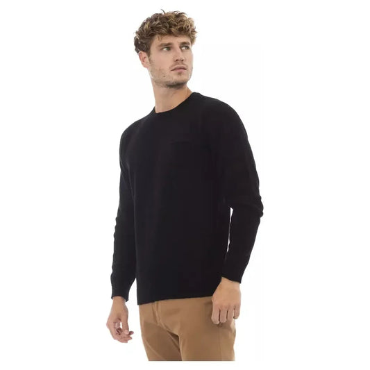 Elegant Crewneck Pocket Sweater in Black