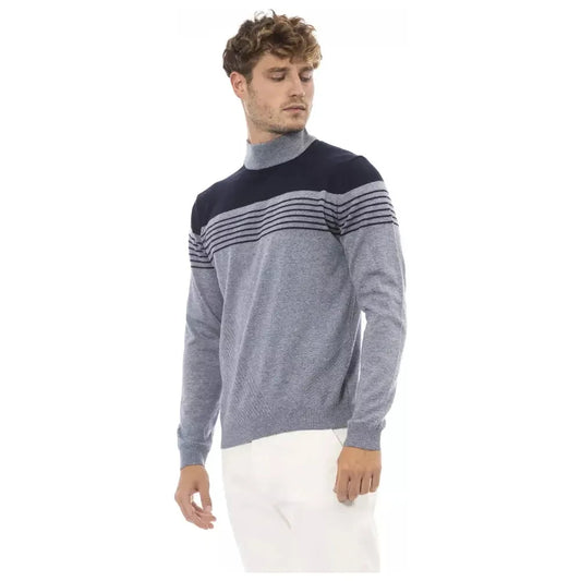 Elegant Light Blue Mock Neck Sweater for Men