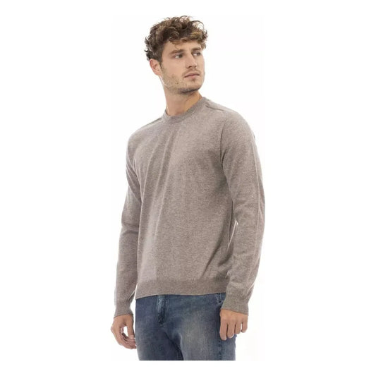 Beige Crewneck Sweater in Luxe Wool-Cashmere Blend