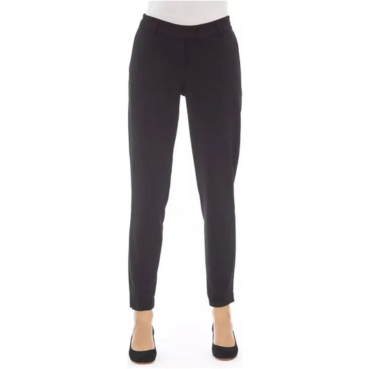 Elegant Black Trousers with Side Welt Pockets