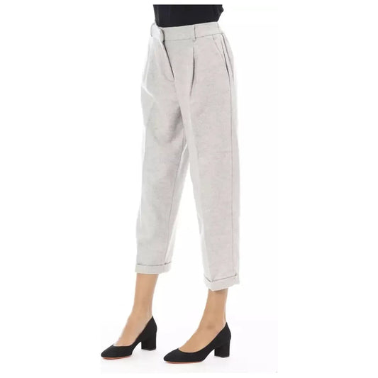 Alpha Studio Elegant Gray Wool-Blend Trousers Alpha Studio