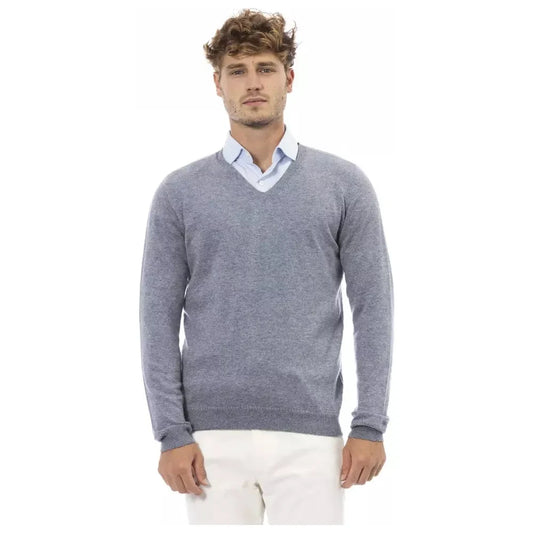 Elegant V-Neck Sweater in Light Blue