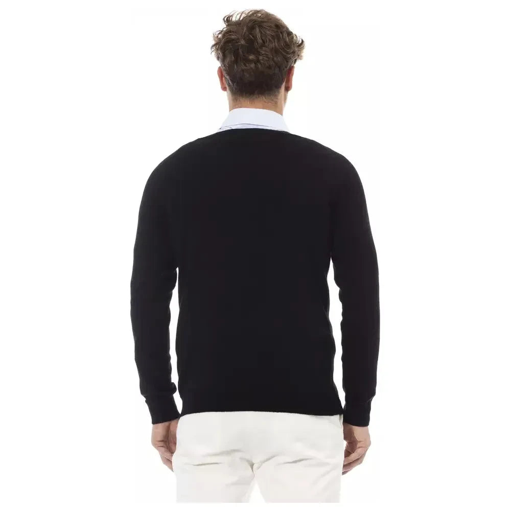 Elegant V-Neck Sweater in Sleek Black