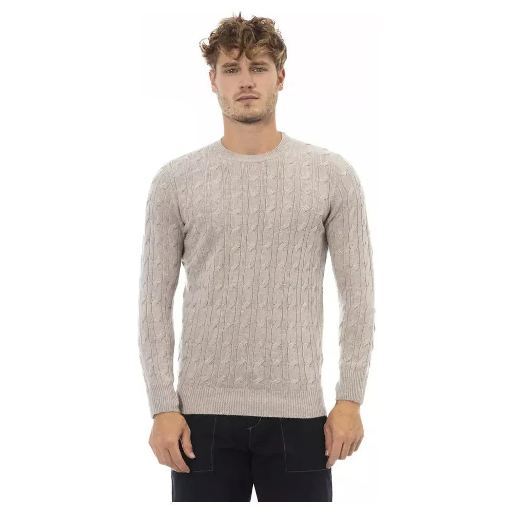 Classic Beige Crewneck Luxury Sweater