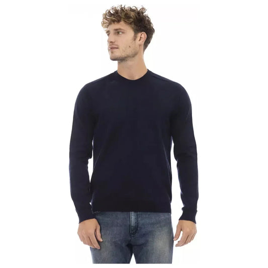 Elegant Blue Crewneck Sweater for Men