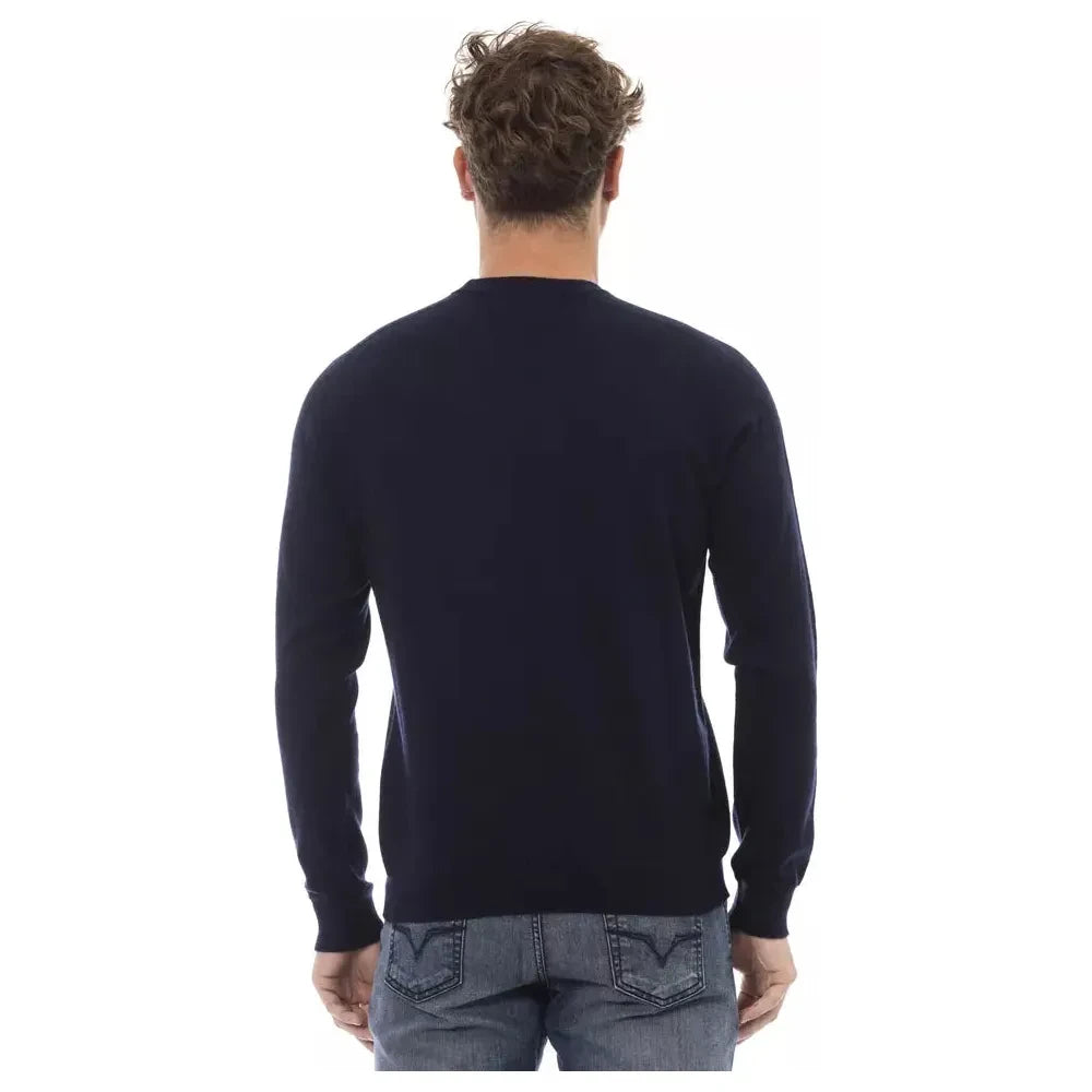 Elegant Blue Crewneck Sweater for Men