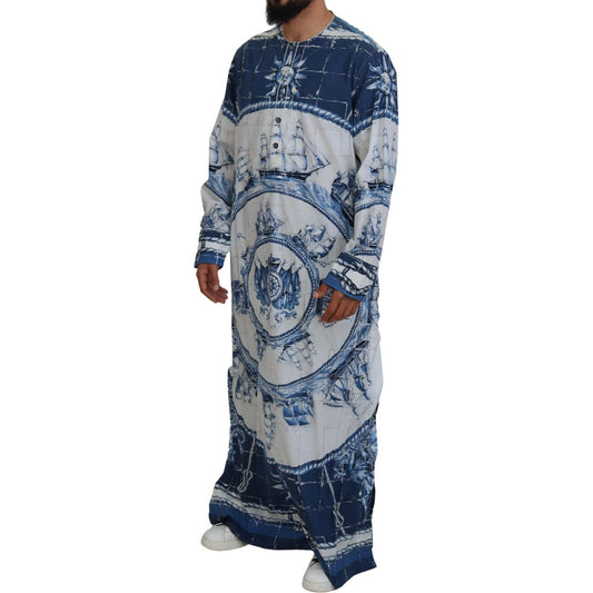 Majestic Blue Cotton-Silk Thobe Robe