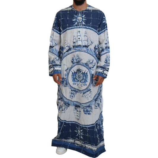 Majestic Blue Cotton-Silk Thobe Robe