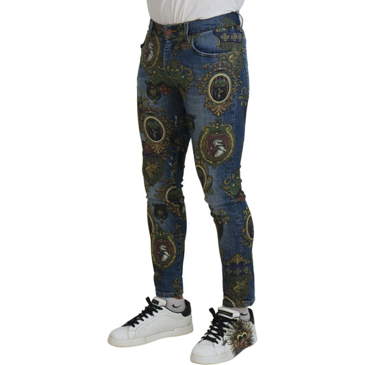 Elegant Slim-Fit Printed Denim Jeans