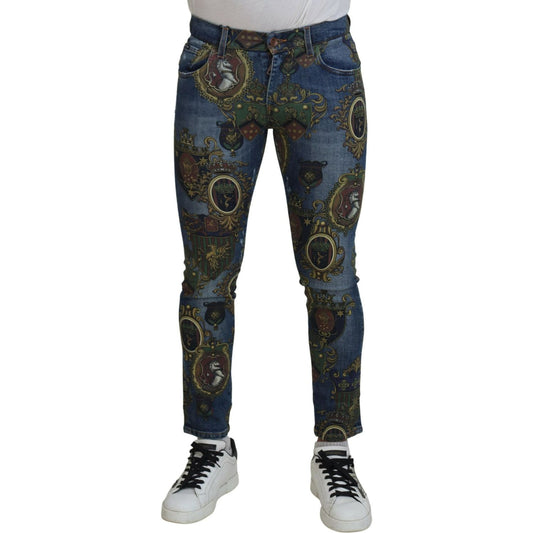 Elegant Slim-Fit Printed Denim Jeans