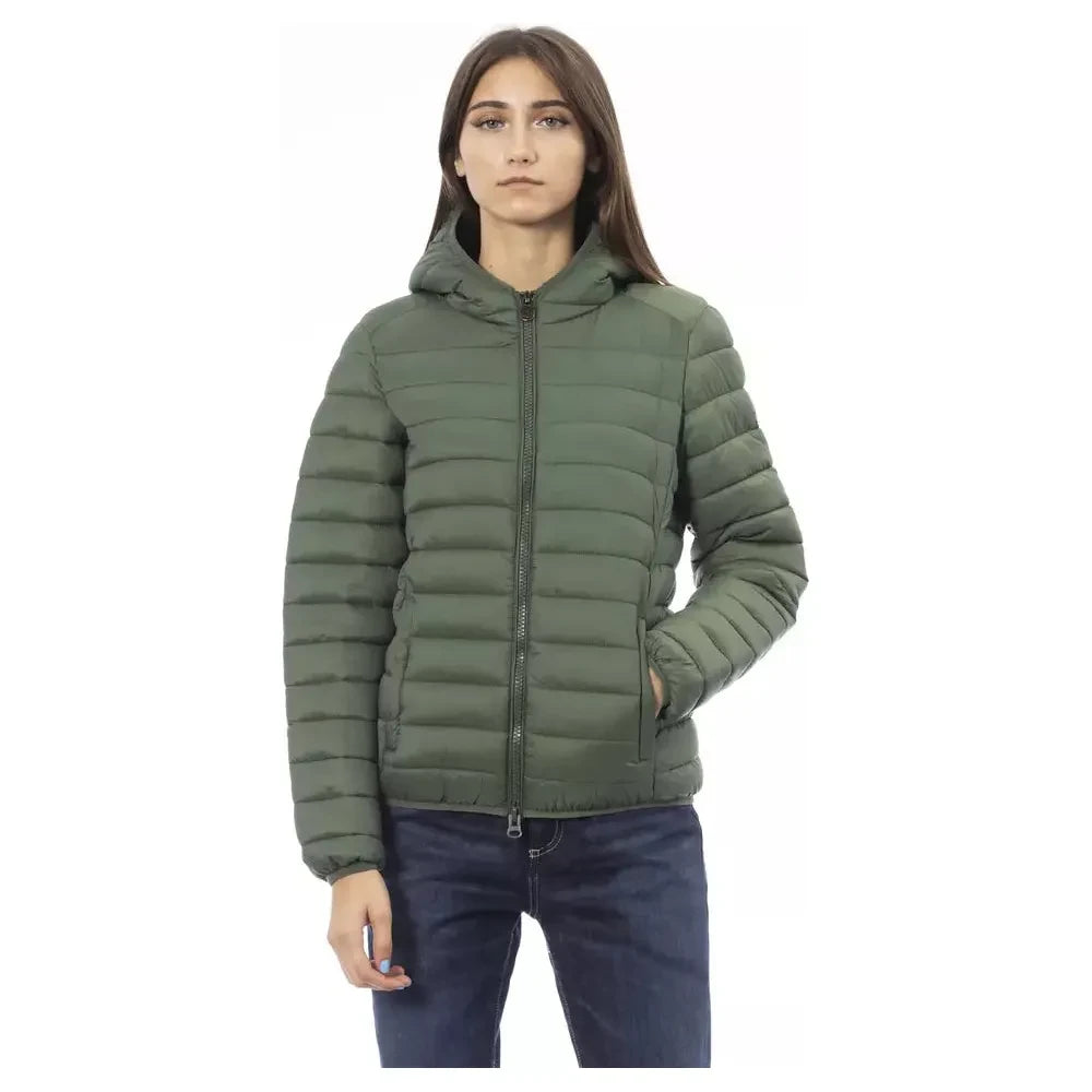 Chic Green Quilted Hooded Jacket