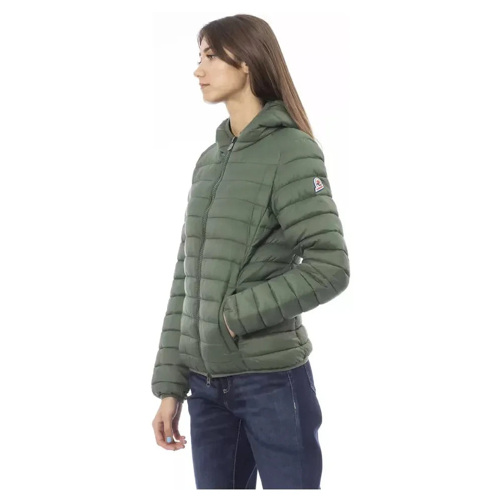 Chic Green Quilted Hooded Jacket