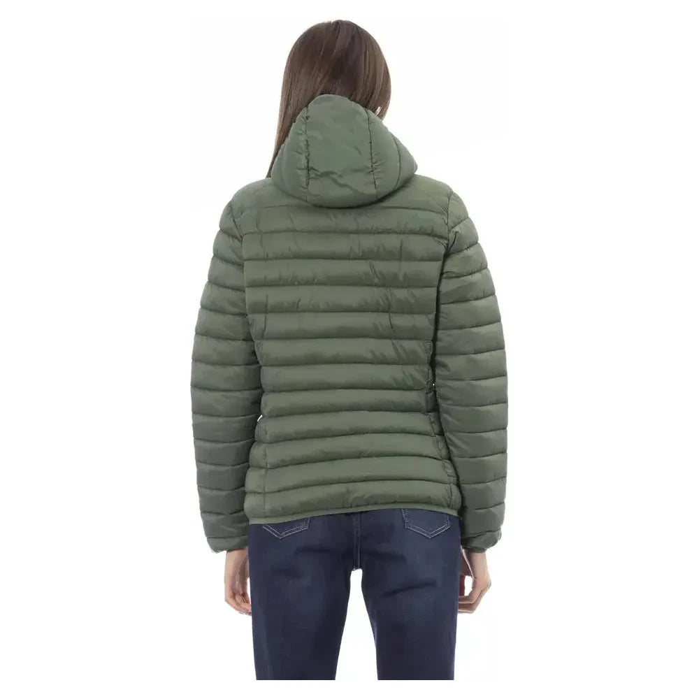 Chic Green Quilted Hooded Jacket