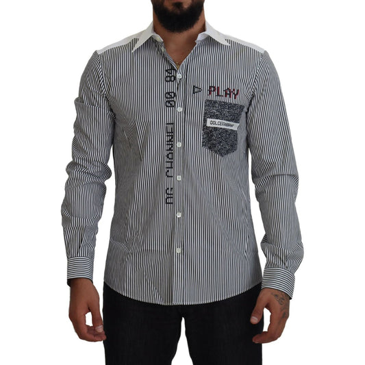 Slim Fit Striped Casual Shirt with Channel Motive