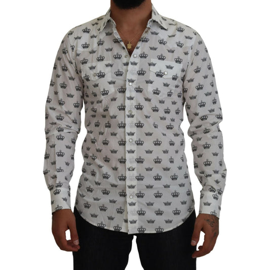 Slim Fit Crown Print Dress Shirt