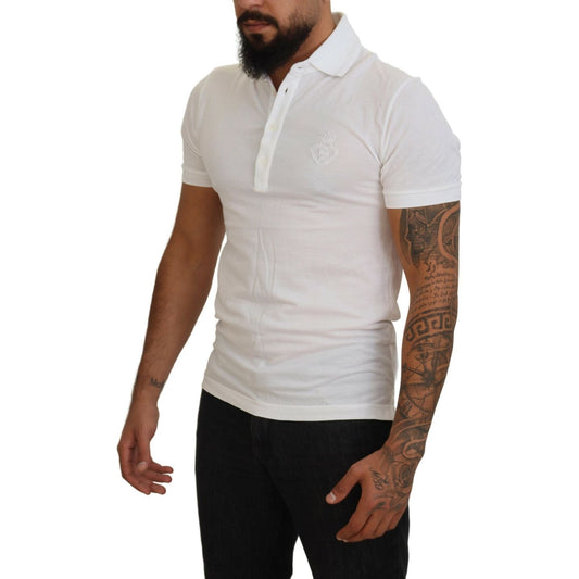 Elegant White Cotton Blend Polo