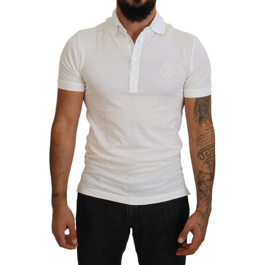 Elegant White Cotton Blend Polo