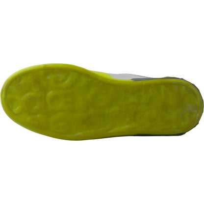 Dolce & Gabbana White Yellow Portofino Leather Sneakers Shoes
