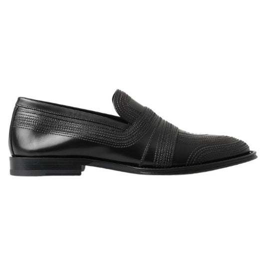 Elegant Black Leather Slipper Loafers