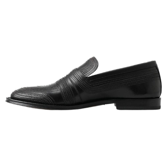 Elegant Black Leather Slipper Loafers